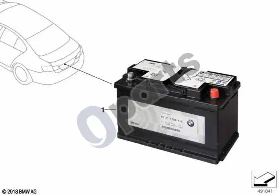BMW 5 F10 F11 papildomas akumuliatorius – schema