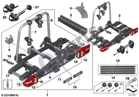 BMW 5 G30 G31 G38 galinis dviračių laikiklis pro 3.0 – schema