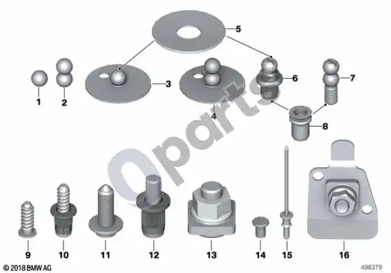 BMW 5 G30 G31 G38 kėbulo papildomos dalys, priedai – schema
