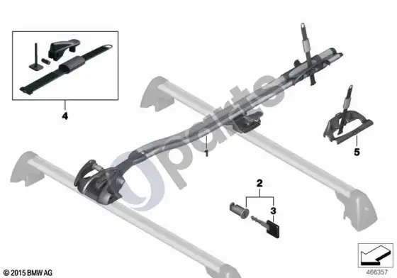 BMW 5 G30 G31 G38 lenktyninio dviračio laikiklis – schema