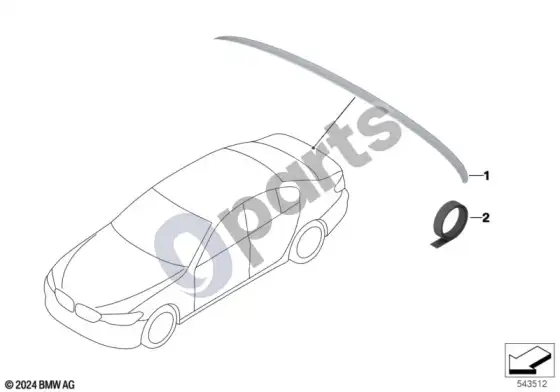 BMW 5 G30 G31 G38 m galinis spoileris – schema
