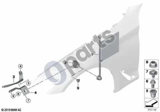 BMW 5 G30 G31 G38 vėliavėlės laikiklis – schema