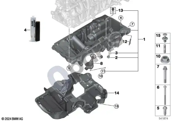 BMW 5 G60 G61 alyvos karteris – schema