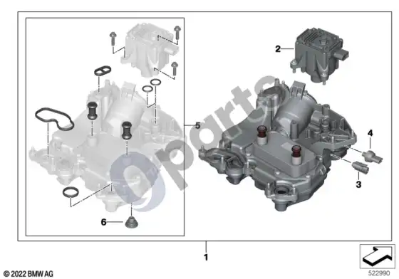 BMW 5 G60 G61 alyvos modulis – schema