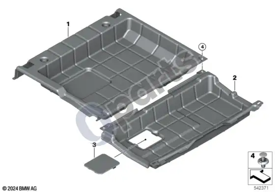 BMW 5 G60 G61 daiktų dėklas, bagažinės grindys – schema