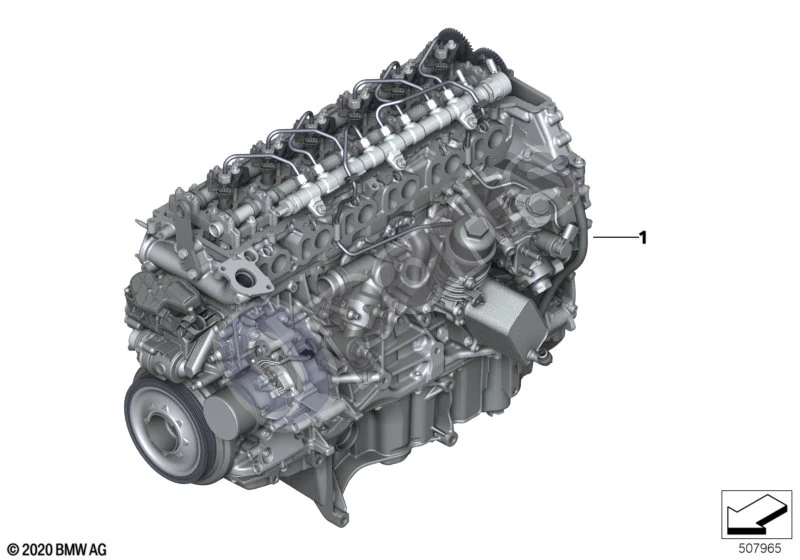 BMW 5 G60 G61 (2023–) Jėgos agregatas (G61 TOURING 540DX) schema – pozicija 01: RP jėgos perdavimo mechanizmas