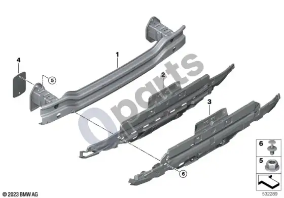 BMW 5 G60 G61 galinis laikiklis – schema