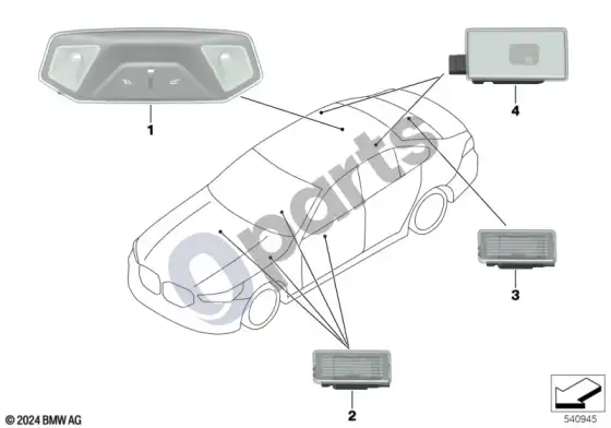 BMW 5 G60 G61 įvairios lemputės – schema