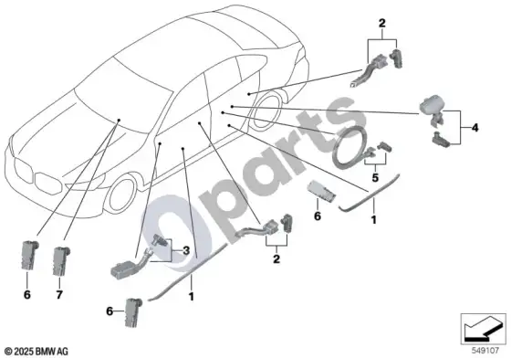 BMW 5 G60 G61 led/šviesolaidis, sąlygos/durys – schema
