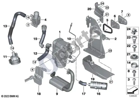 BMW 5 G60 G61 papildomas šildymas – schema