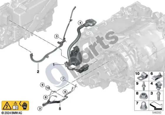 BMW 5 G60 G61 priekinės ašies laidų pynė – schema