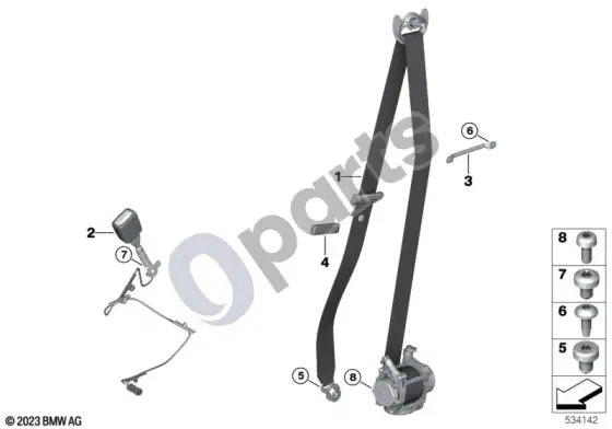 BMW 5 G60 G61 priekinis saugos diržas – schema