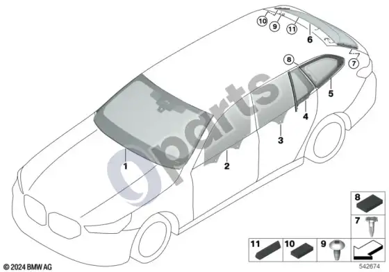 BMW 5 G60 G61 stiklai – schema