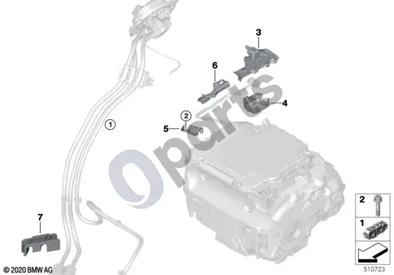 BMW 5 G60 G61 tvirtinimo detalės – schema