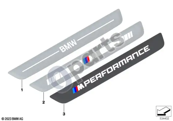 BMW 5 G60 G61 universalūs slenksčių apdailos elementai – schema