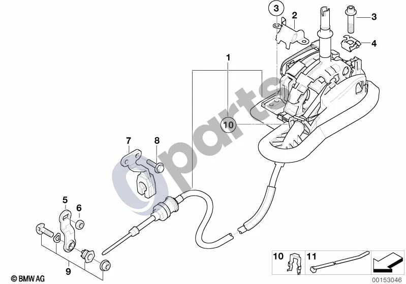 BMW 6 E63 E64 (2002–2010) Automatinės pavarų dėžės Steptronic valdymo dalys schema – pozicija 01: Steptronic pavarų perjungimas