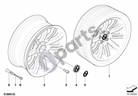 BMW 6 E63 E64 BMW lengvojo lydinio ratlankis, dvigubų stipinų 120 – schema