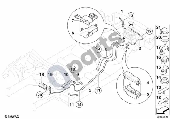 BMW 6 E63 E64 akumuliatoriaus kabelis – schema