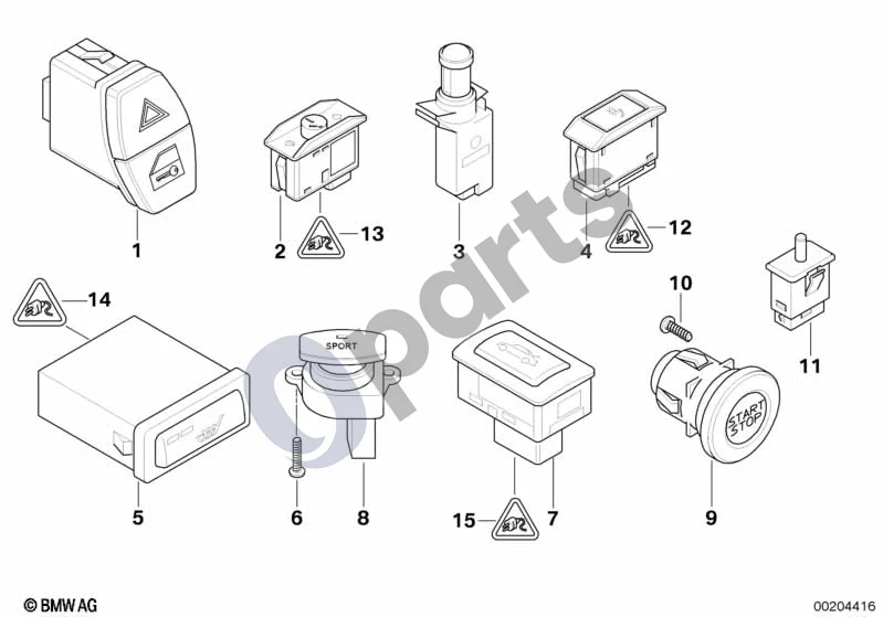 BMW 6 E63 E64 (2002–2010) Įvairūs jungikliai (E63 630I) schema – pozicija 08: FDC jungiklis su dangteliu