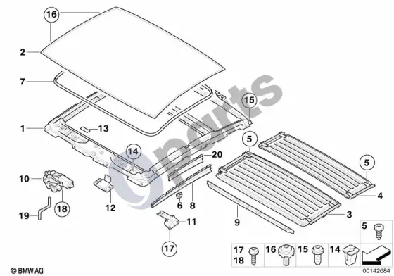 BMW 6 E63 E64 atidaromas stogas – schema