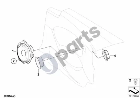 BMW 6 E63 E64 top-hifi komponentų šoninė apdailos plokštė – schema