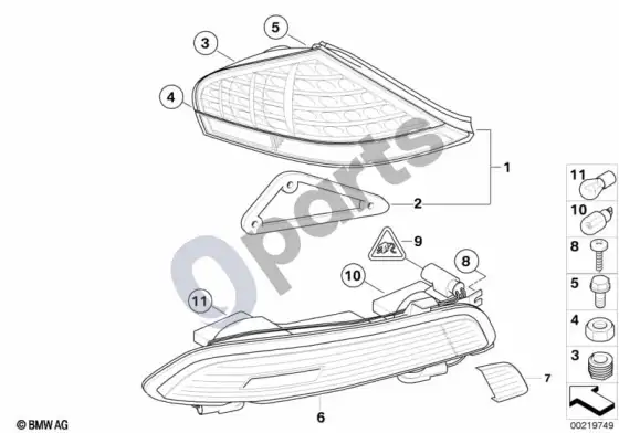 BMW 6 E63 E64 galinis žibintas LCI – schema