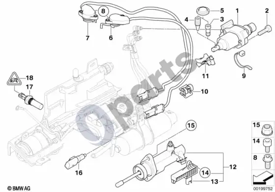 BMW 6 E63 E64 gs6s53bz(smg) vykdiklis / jutikliai – schema