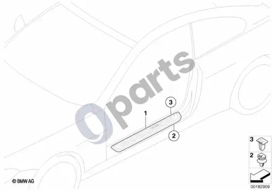 BMW 6 E63 E64 m įlipimo apdailos papildomas montavimas – schema