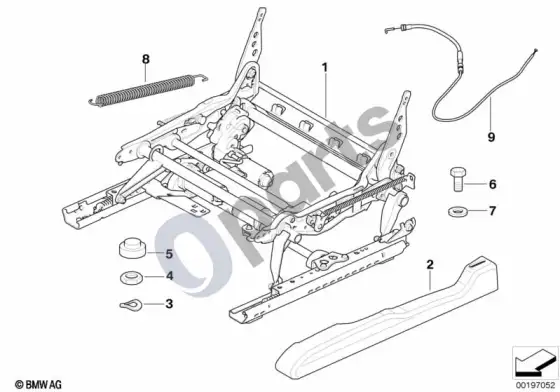 BMW 6 E63 E64 priekinės sėdynės bėgelis – schema