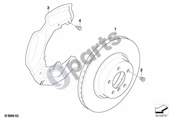 BMW 6 E63 E64 priekinis stabdys / stabdžių diskas – schema