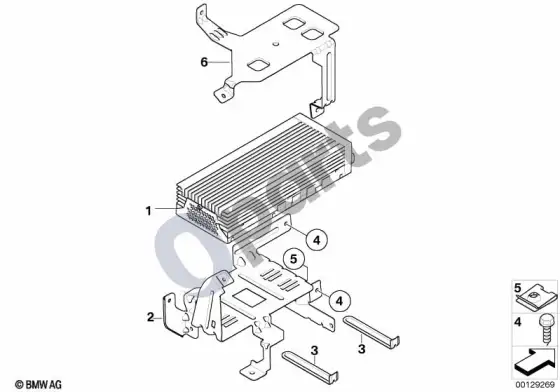 BMW 6 E63 E64 stiprintuvas / laikiklis, individual audio sistema; 2007.03 - ... – schema