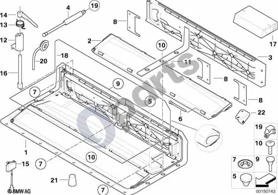 BMW 6 E63 E64 sulankstomo stogo skyrius – schema