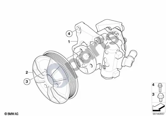 BMW 6 E63 E64 vairo stiprintuvo siurblys – schema