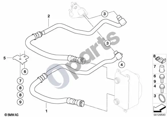 BMW 6 E63 E64 variklio alyvos aušintuvo vamzdis – schema