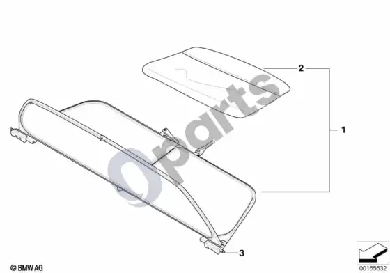 BMW 6 E63 E64 vėjo deflektorius – schema