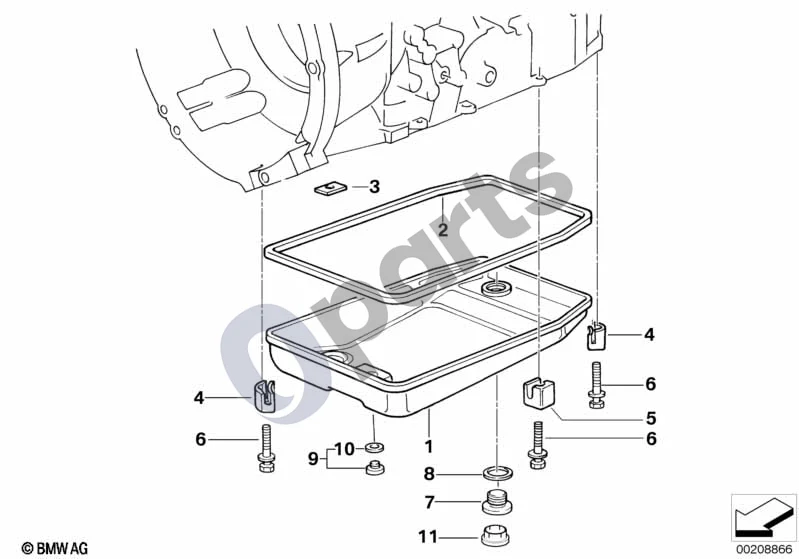 BMW 7 E38 (1993–2001) A5S310Z alyvos karteris schema – pozicija 04: Kronšteinas
