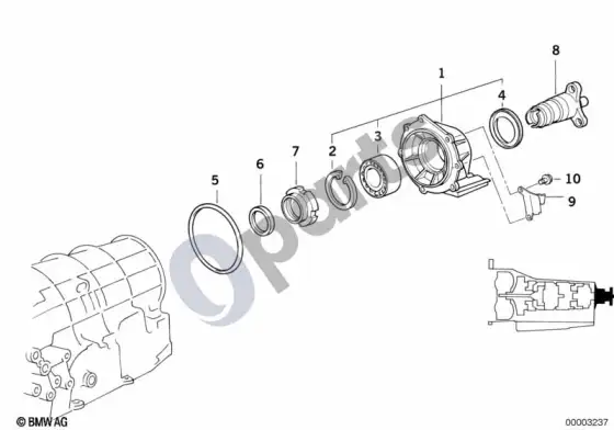 BMW 7 E38 A5S310Z išėjimo velenas – schema