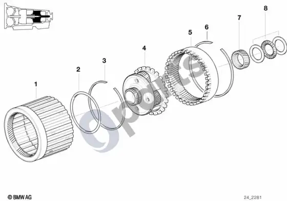 BMW 7 E38 A5S560Z planetinių pavarų komplektas i – schema