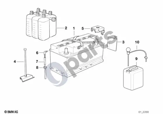 BMW 7 E38 akumuliatorius, tuščias – schema
