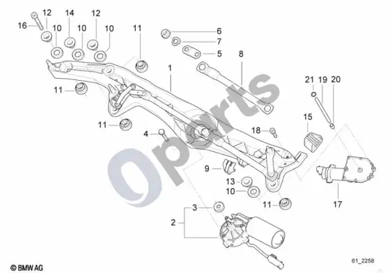 BMW 7 E38 atskiros valytuvo dalys – schema