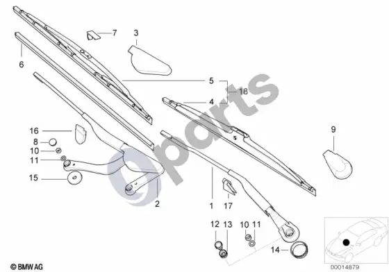 BMW 7 E38 atskiros valytuvo kojelės dalys – schema