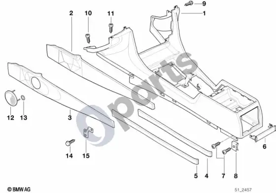 BMW 7 E38 centrinė konsolė – schema