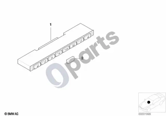 BMW 7 E38 centrinės konsolės jungiklių blokas – schema