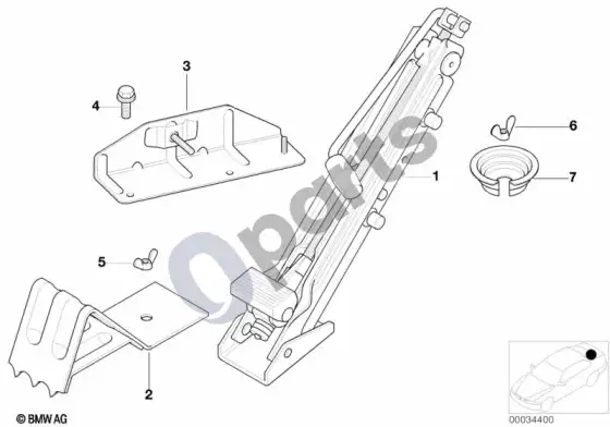 BMW 7 E38 domkratas – schema