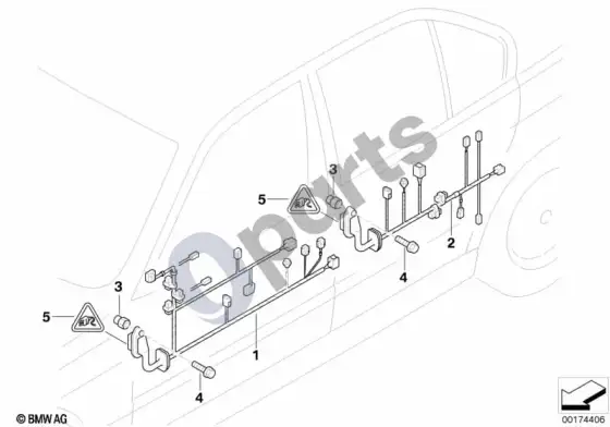 BMW 7 E38 durų laidų pynė – schema