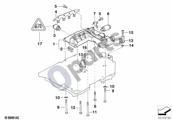 BMW 7 E38 A5S310Z valdymo bloko tvirtinimo detalės – schema