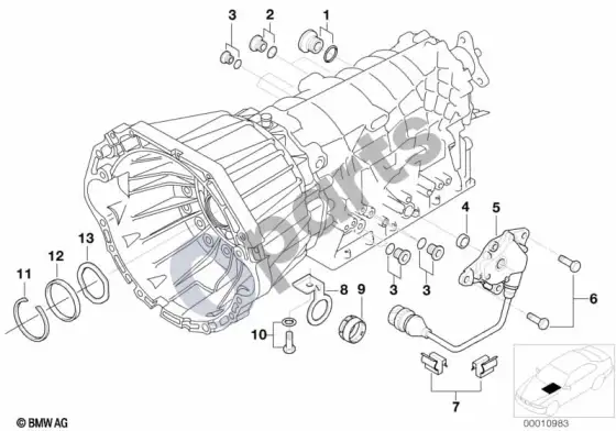 BMW 7 E38 A5S440Z tvirtinimo dalys/tarpikliai – schema