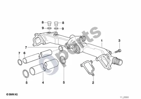 BMW 7 E38 aušinimo sistemos vamzdis – schema