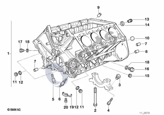 BMW 7 E38 variklio blokas – schema