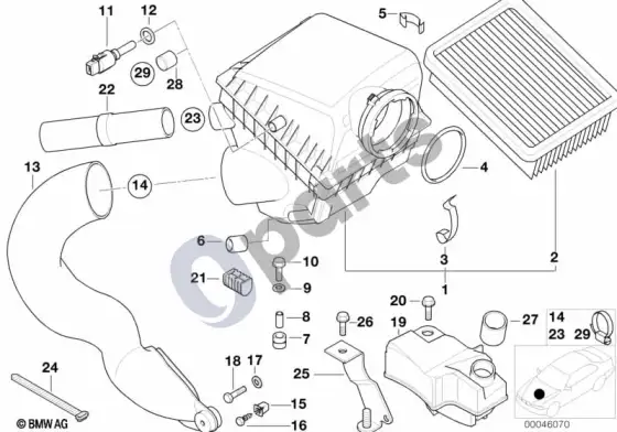 BMW 7 E38 įsiurbimo oro duslintuvas – schema